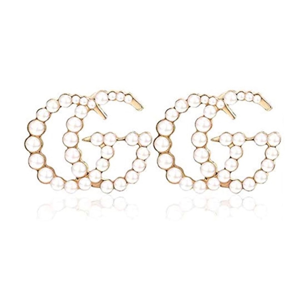 NEW Faux Pearl Alphabet Double G Pierced Earrings. I’m so overwhelmed /thanx